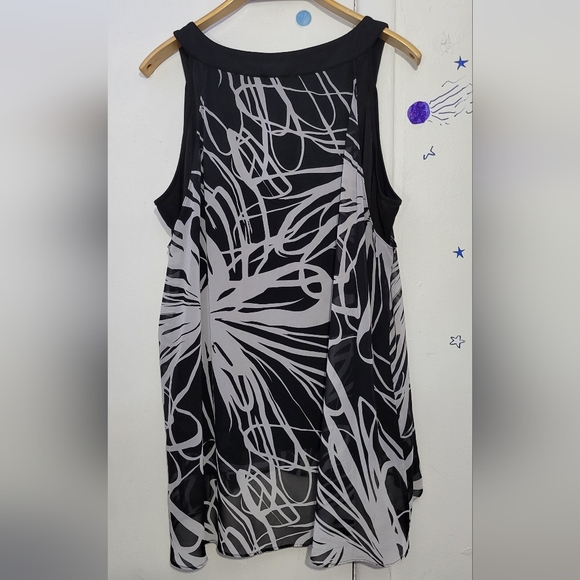 Roz & Ali Black & White Layered Tunic Womens 2X Geometric Lined Boho Ethnic - Picture 4 of 4